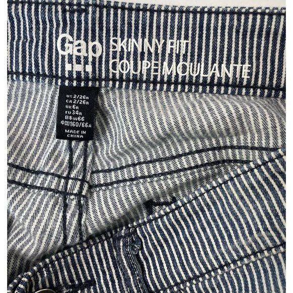 Gap Womens Coupe Moulante Skinny Jeans Blue Pinstripe Stretch Low Rise Denim 2 - Picture 5 of 5